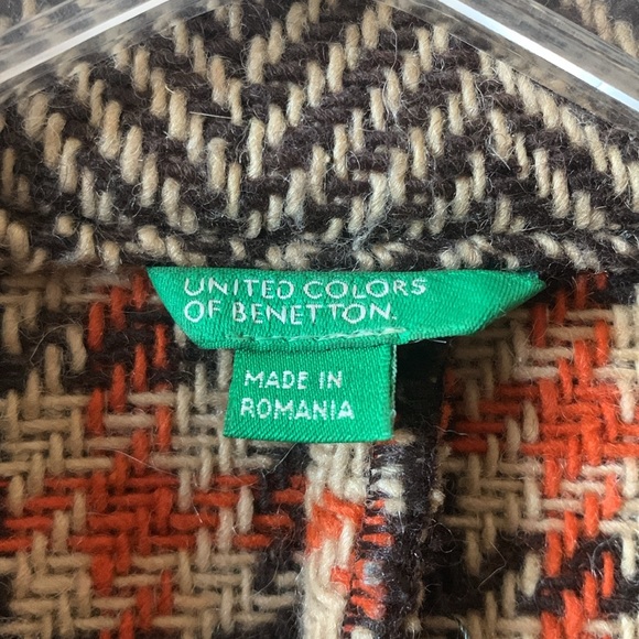 UNITED COLORS OF BENETTON Vintage Brown Houndstooth Jacket - Size 46 (Medium) - Picture 5 of 16